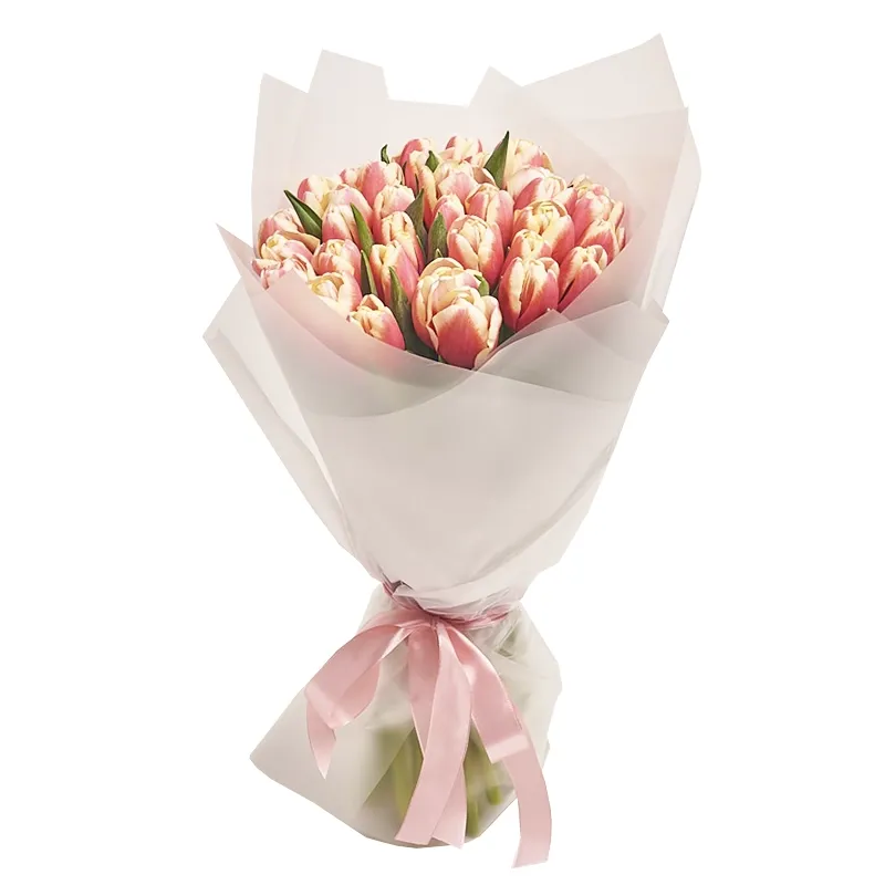 Букет из 35 тюльпанов желто-красных